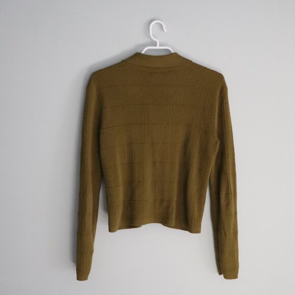 Cabi Polo Flap-Pocket Collared XS Green Ribbed Long Sleeve Cardigan - Picture 2 of 11